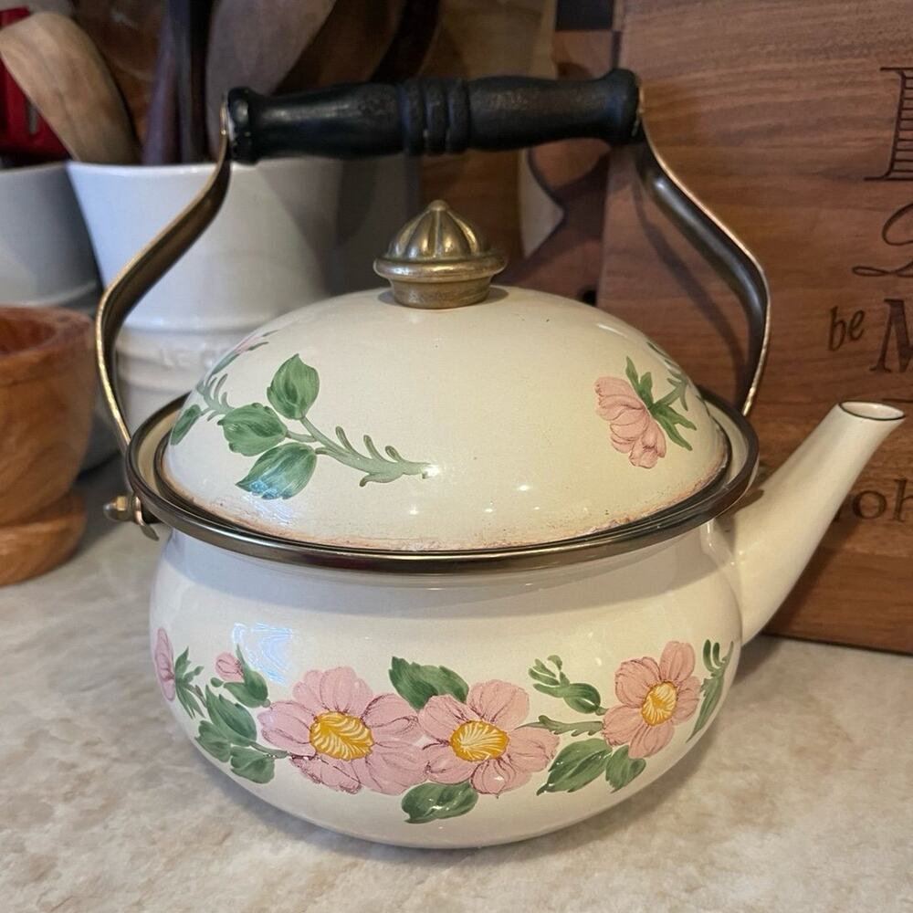 Vintage Franciscan Desert Rose metal Teapot